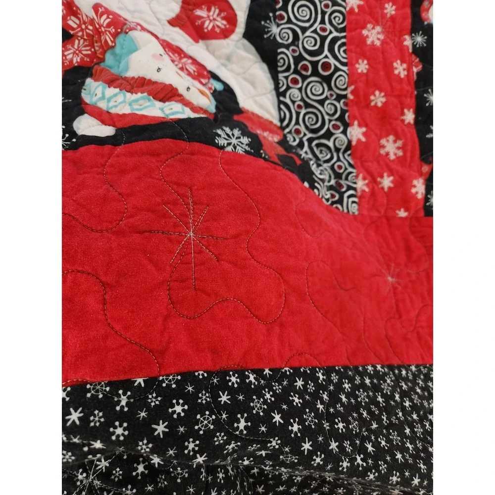 Vintage Christmas Snowman Holiday Cotton Patchwork Quilted Throw Blanket‎  50x60
